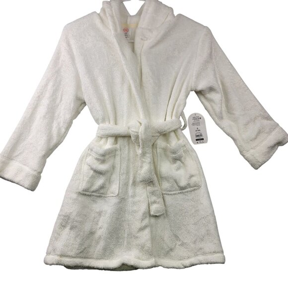 Wonder Nation Girls Hooded Sleep Robe Small 6-6X Cream Yarn Oeko-Tex Certified - Picture 1 of 12
